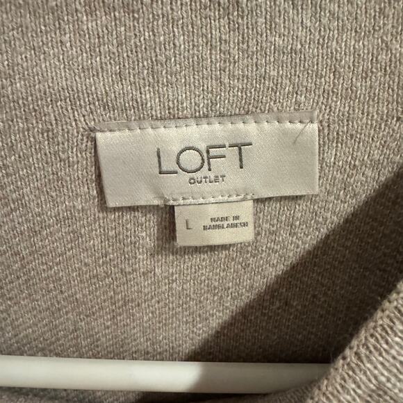 Loft Women’s Window Pane Mock Neck Tan Sweater Size L - Picture 5 of 6